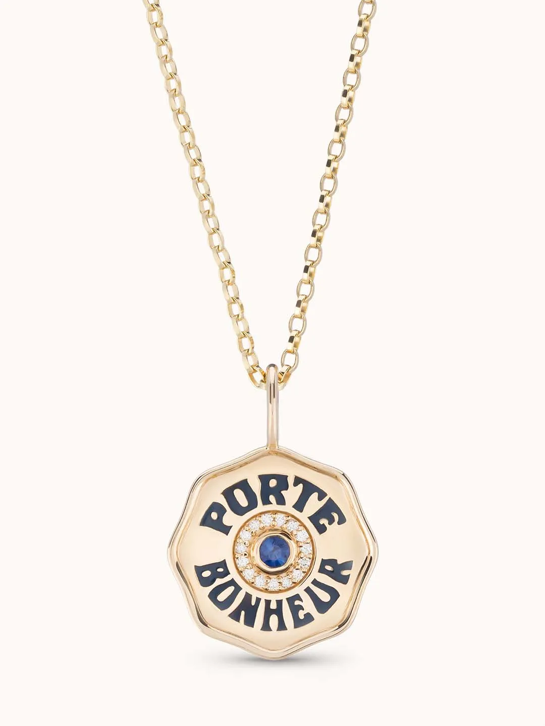 Mini Diamond Halo Porte Bonheur Blue Sapphire