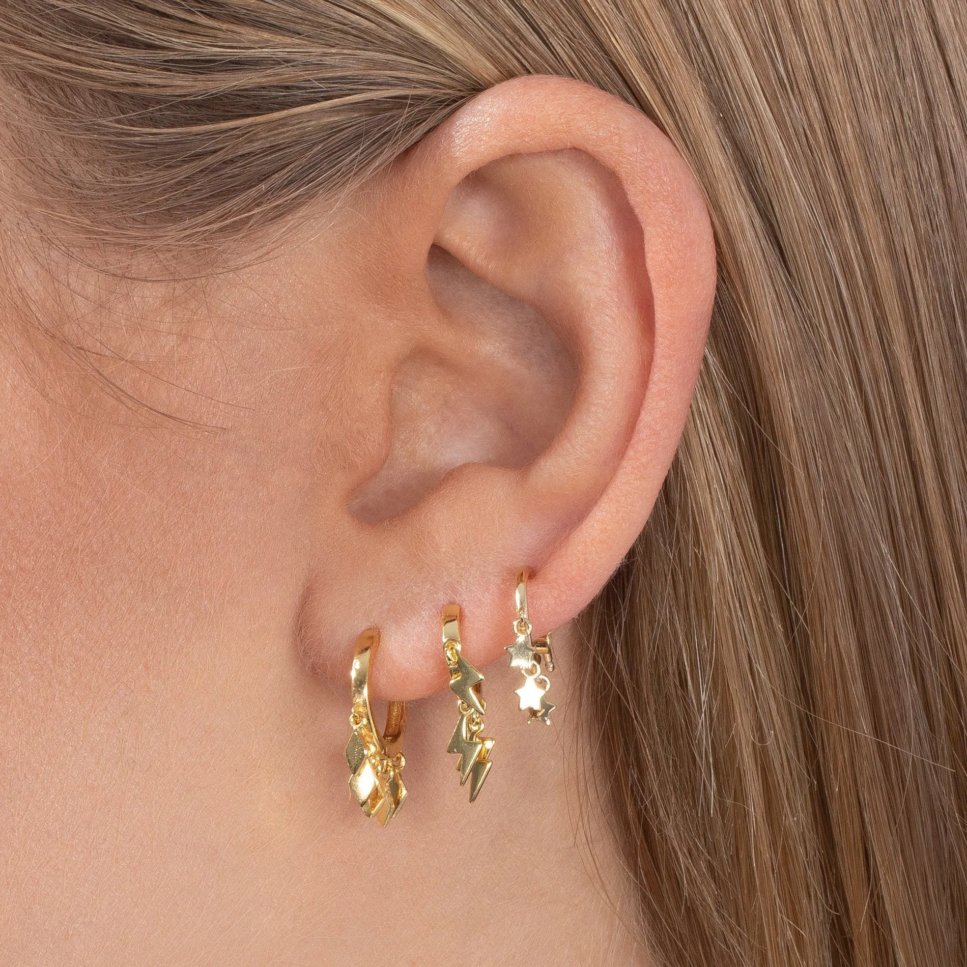 Mini Diamond Shape Dangling Huggie Earring