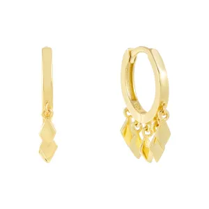 Mini Diamond Shape Dangling Huggie Earring
