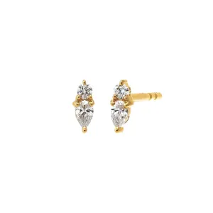 Mini Double Graduated Diamond Stud Earring 14K