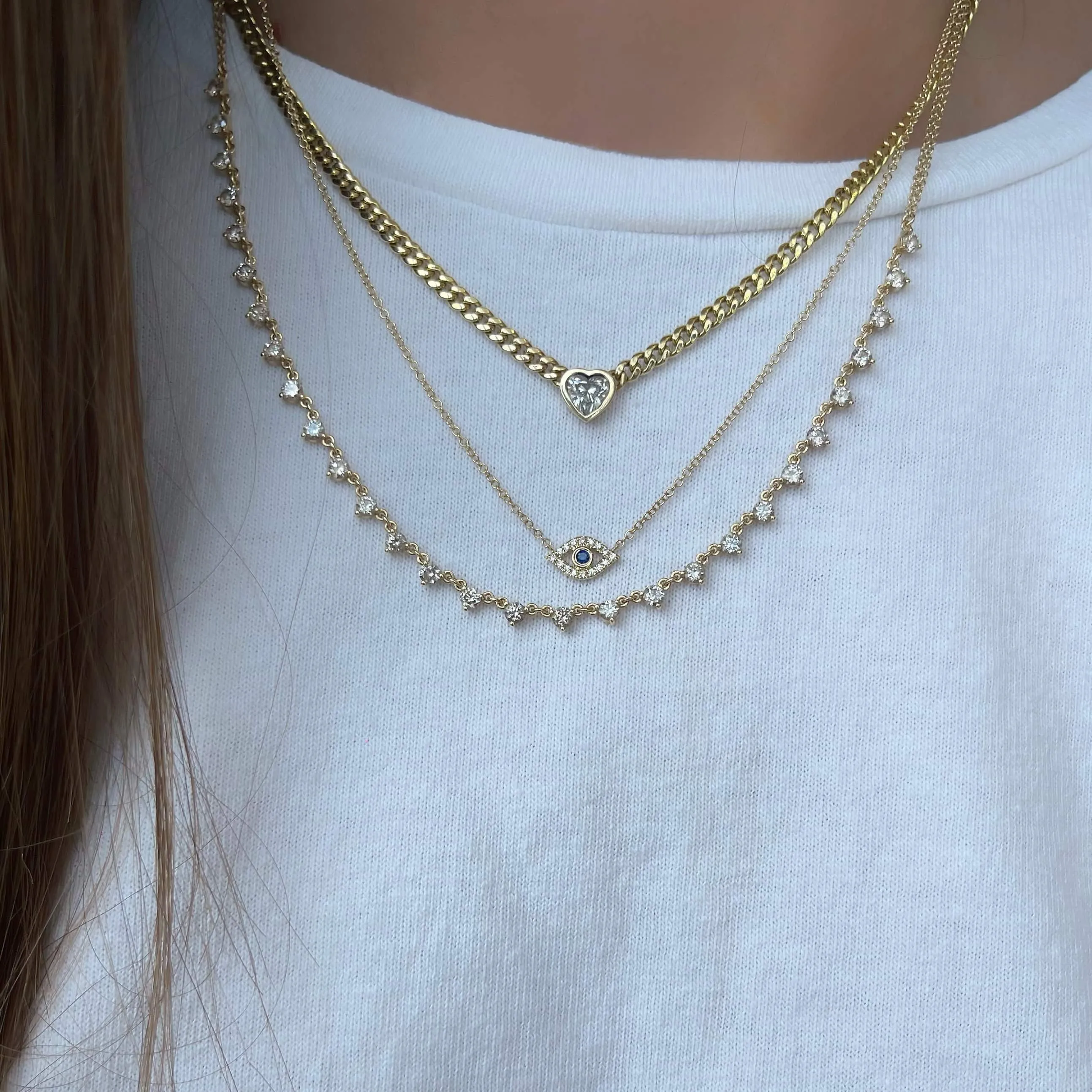 Mini Gold Diamond Open Evil Eye Necklace