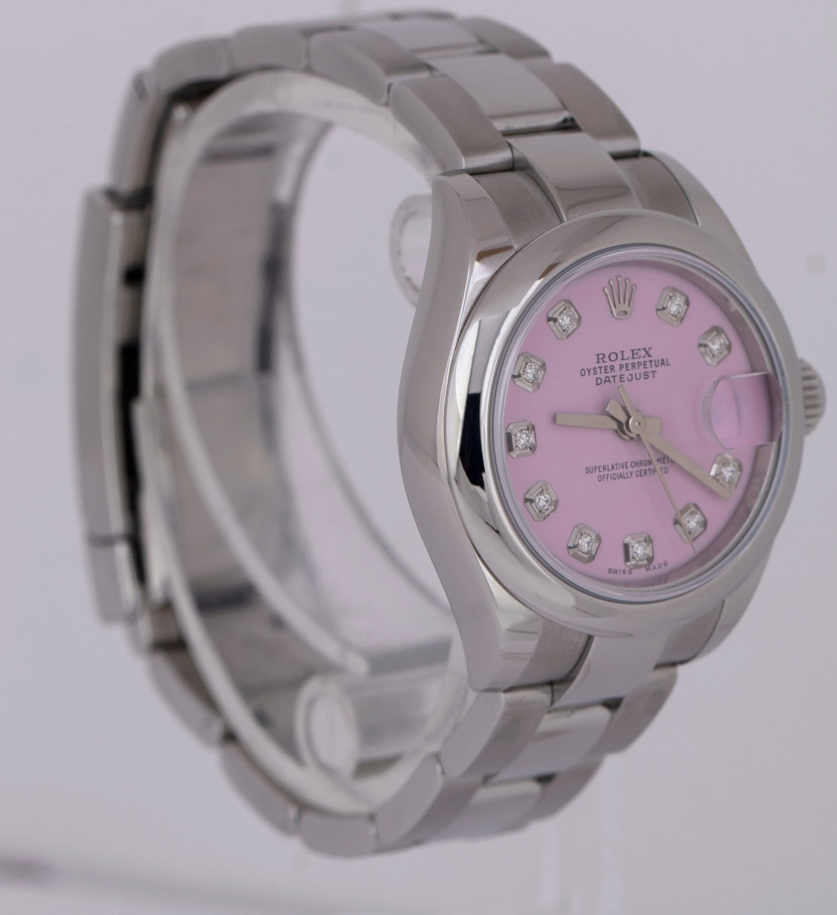 MINT 2023 Ladies Rolex Oyster Perpetual 28mm Pink DIAMOND Stainless Watch 279160