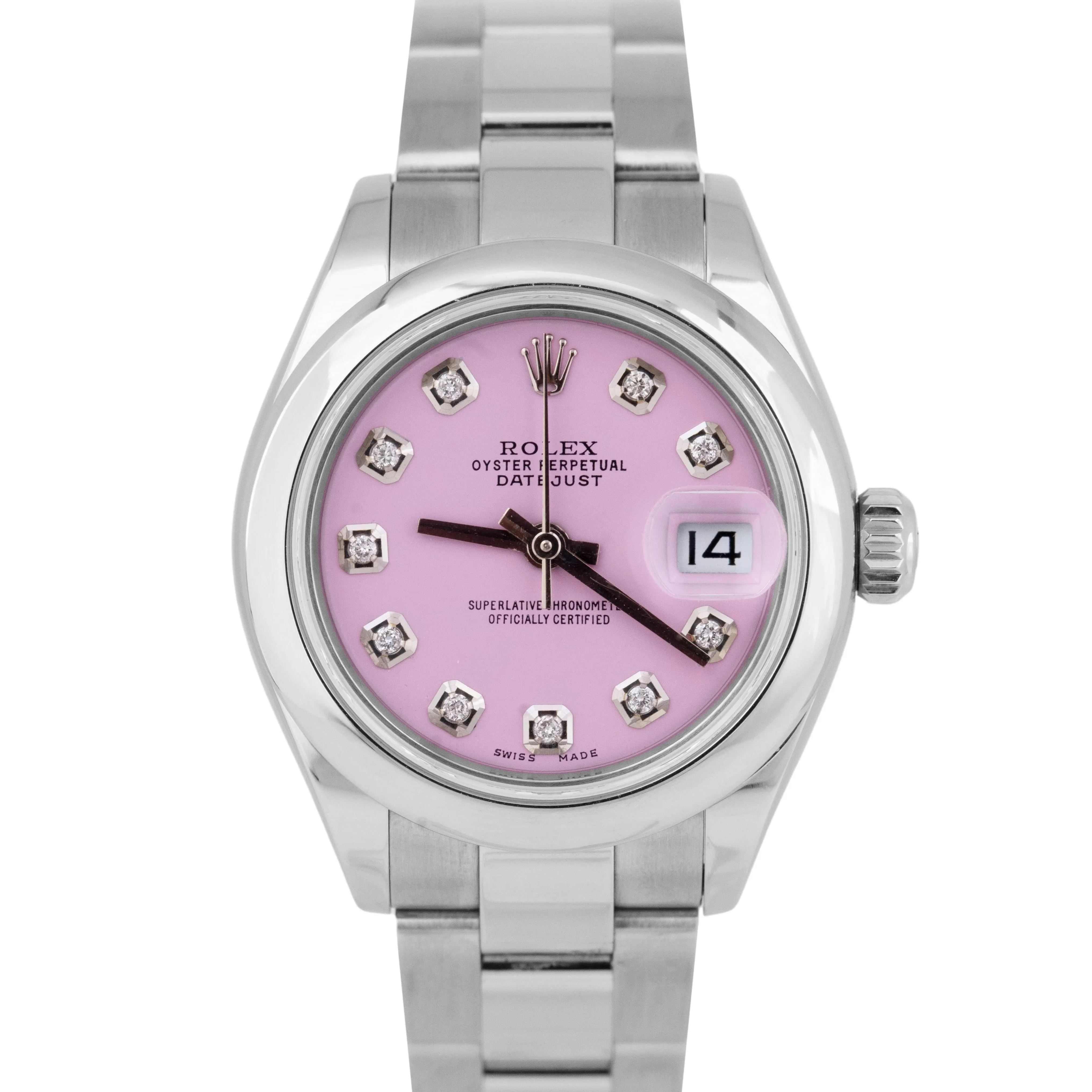 MINT 2023 Ladies Rolex Oyster Perpetual 28mm Pink DIAMOND Stainless Watch 279160