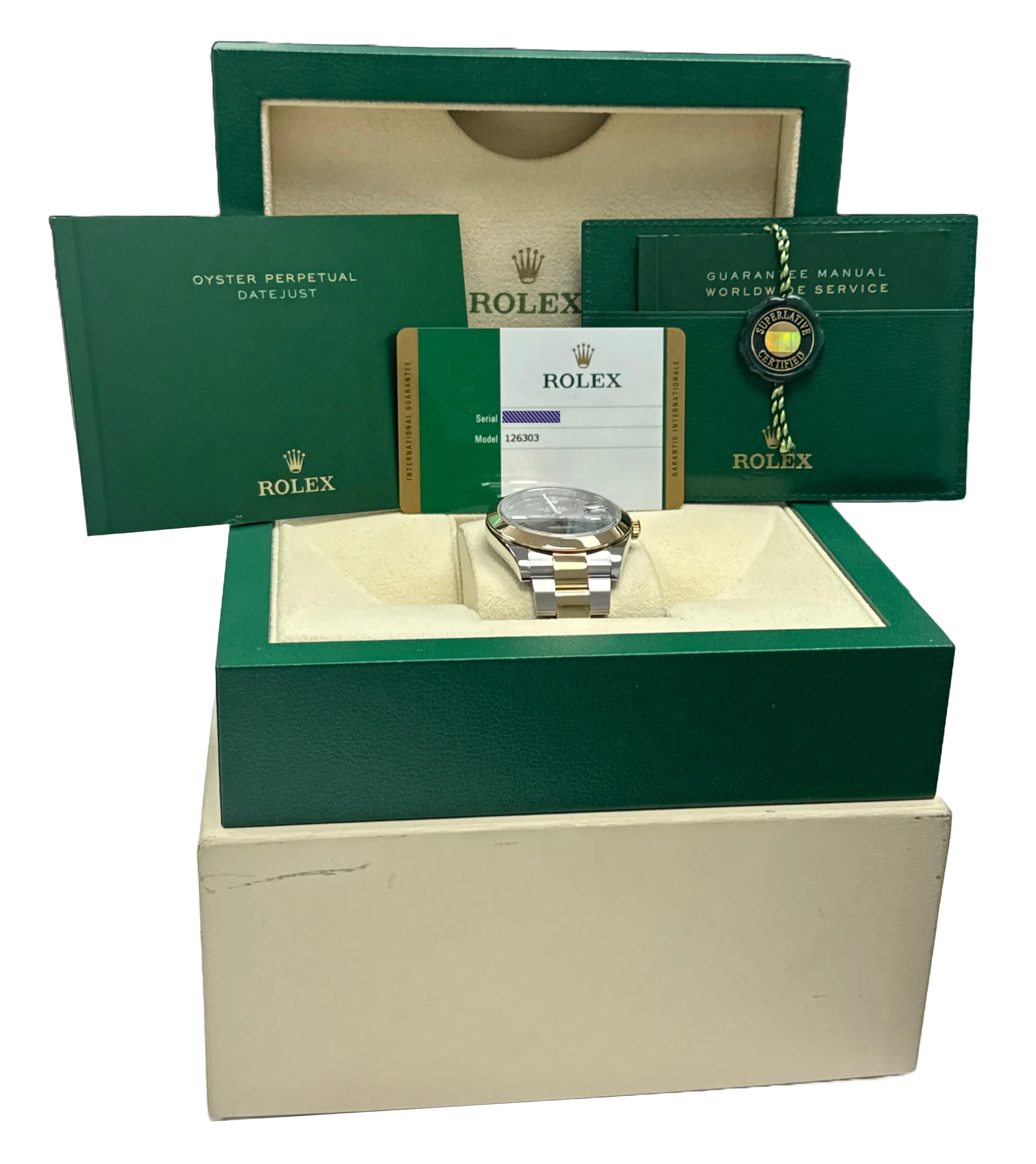 MINT PAPERS Rolex Datejust 41 WIMBLEDON 18k Gold Steel Oyster 41mm 126303 BOX