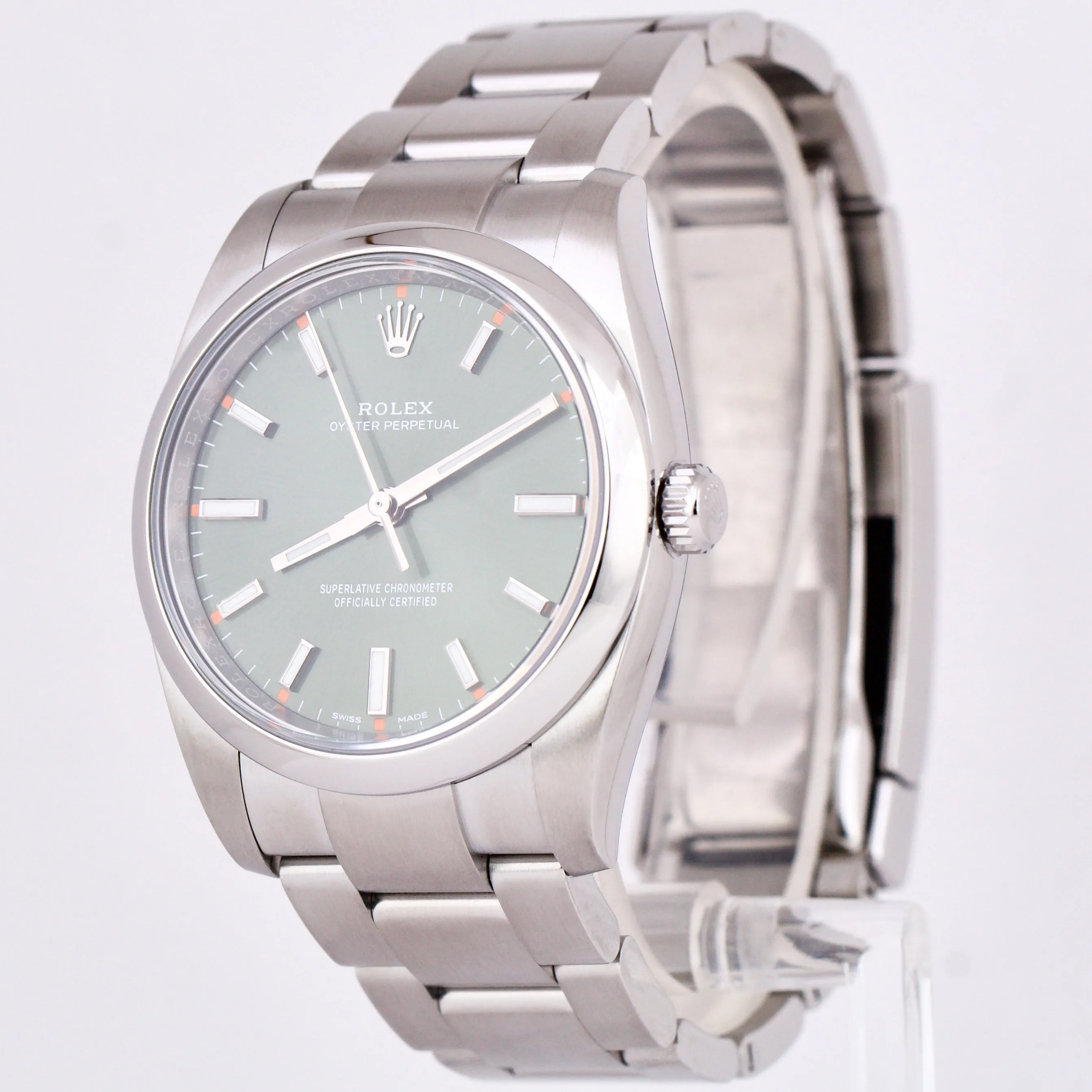 MINT PAPERS Rolex Oyster Perpetual OLIVE GREEN Stainless Steel 34mm 114200 BOX