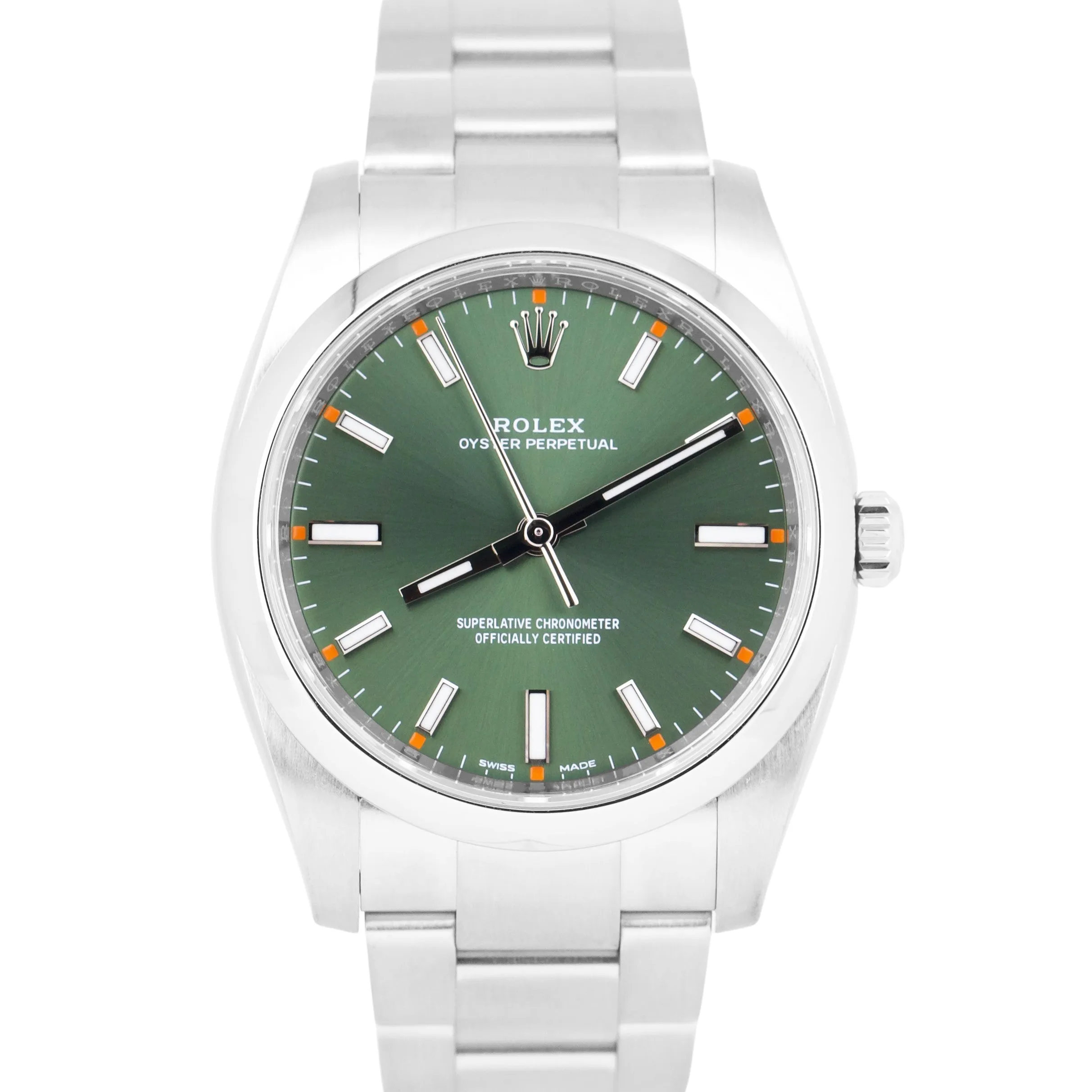 MINT PAPERS Rolex Oyster Perpetual OLIVE GREEN Stainless Steel 34mm 114200 BOX
