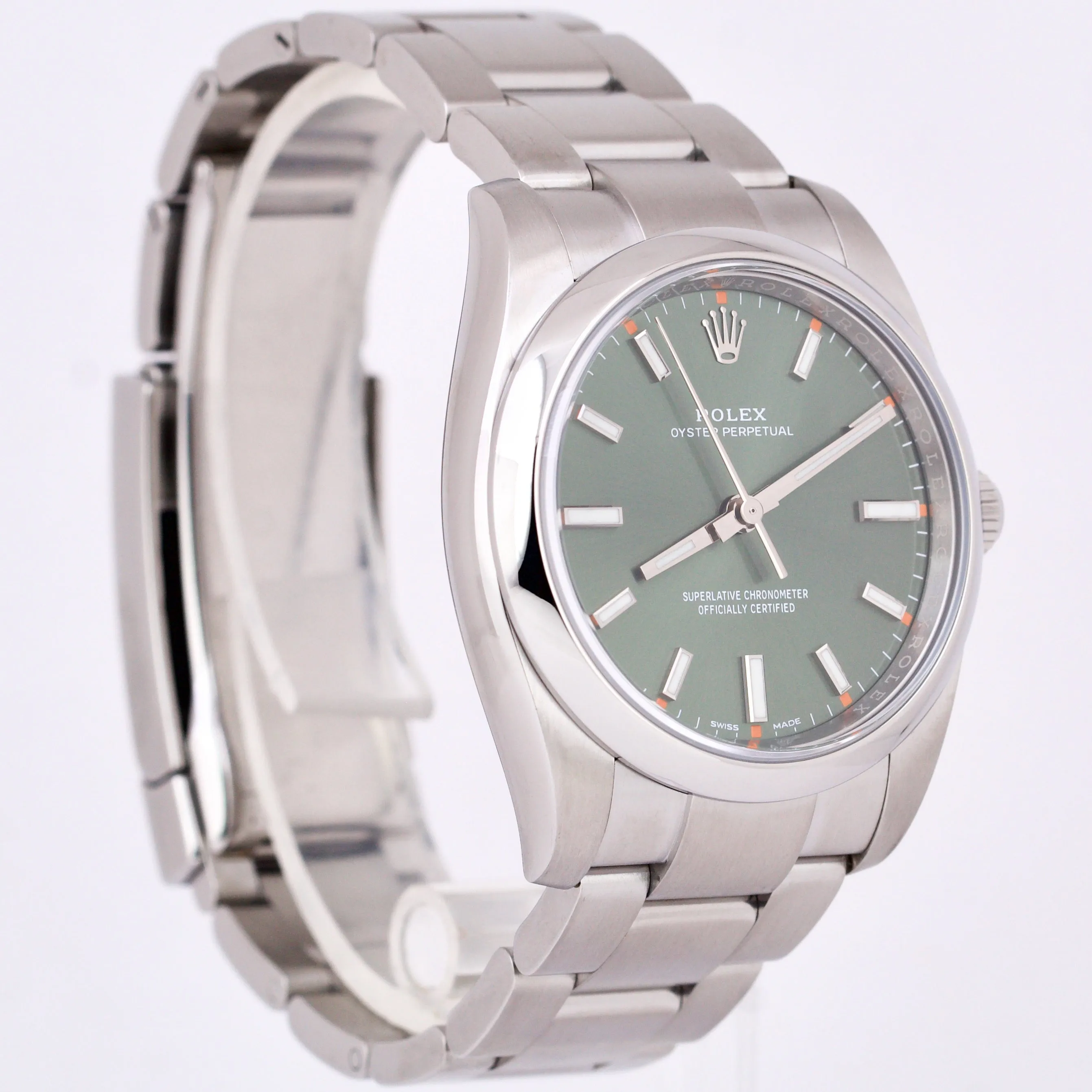 MINT PAPERS Rolex Oyster Perpetual OLIVE GREEN Stainless Steel 34mm 114200 BOX