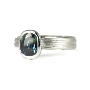 Mitsuro Classy - Teal Sapphire Solitaire Engagement Ring
