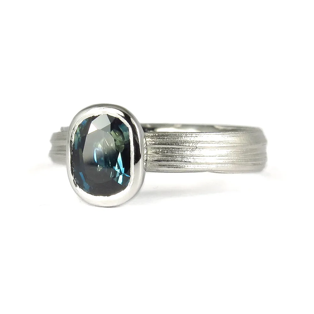 Mitsuro Classy - Teal Sapphire Solitaire Engagement Ring