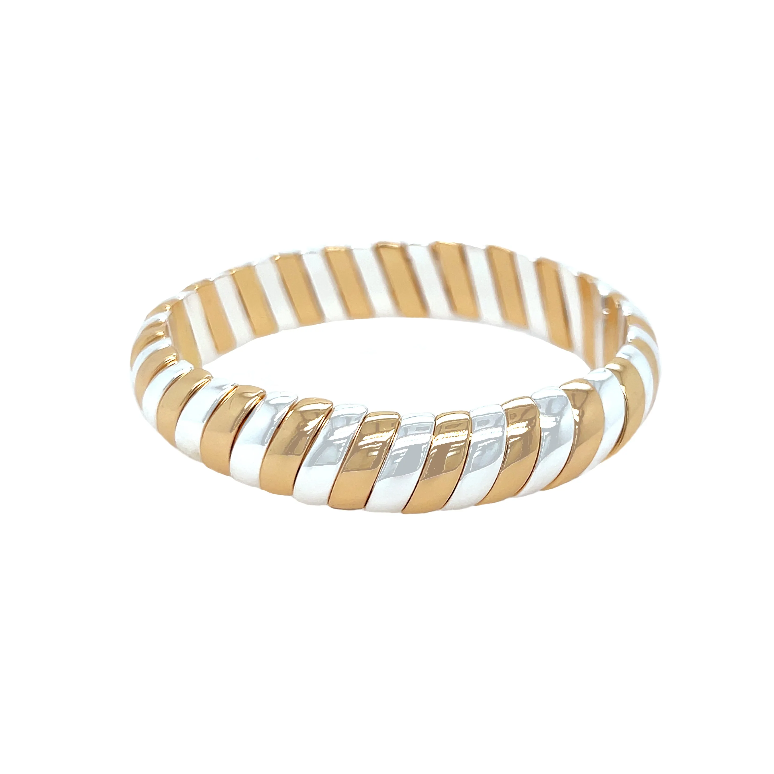 Mixed Metal Coil Stretch Bracelet