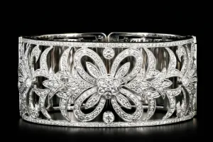 Modern 18K White Gold 5 Carat Diamond Bangle