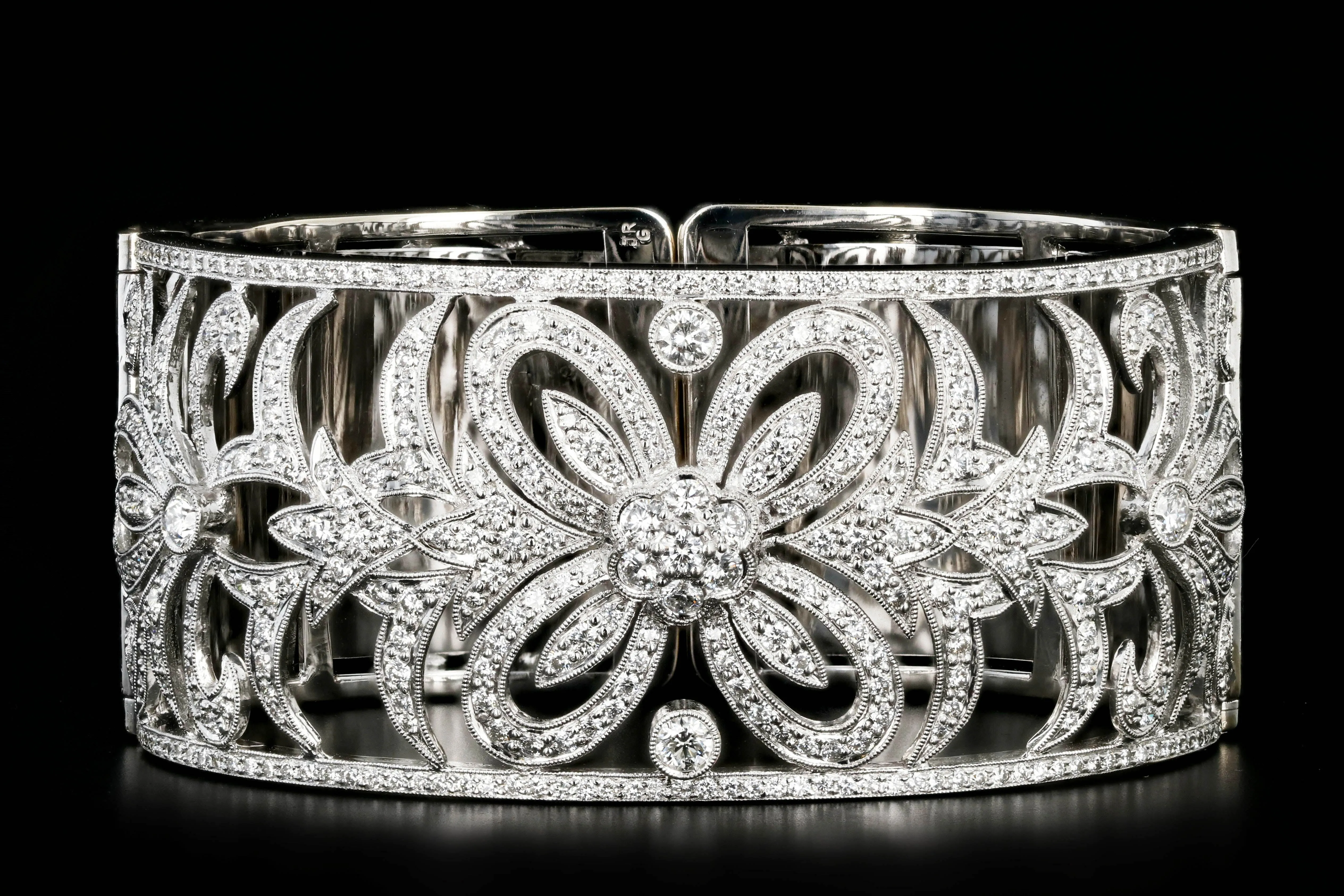 Modern 18K White Gold 5 Carat Diamond Bangle