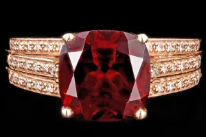 Modern EFFY 14K Rose Gold 3.25 Carat Garnet and Diamond Ring
