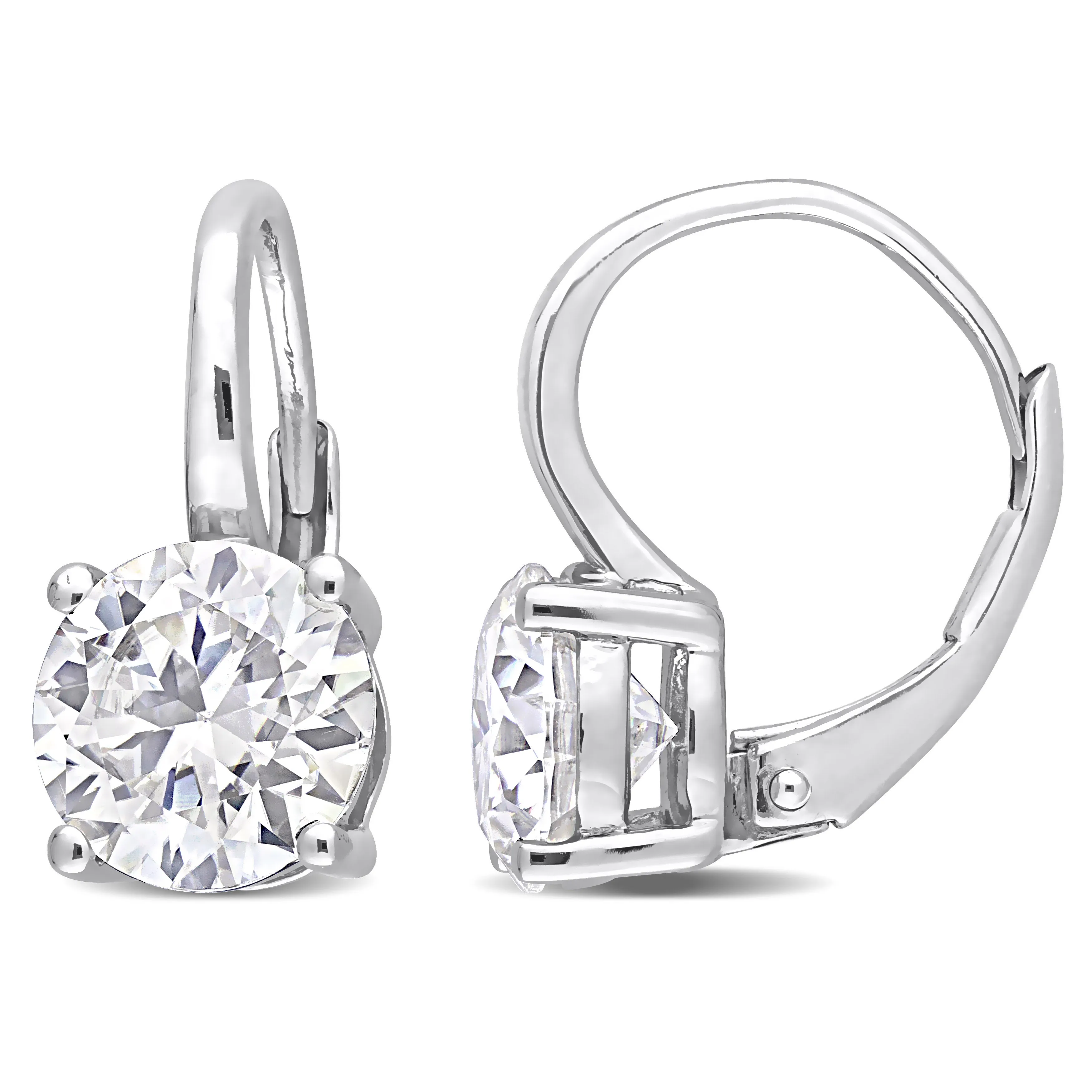 Moissanite Drop Leverback Earrings Sterling Silver