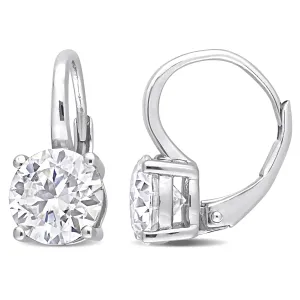 Moissanite Drop Leverback Earrings Sterling Silver