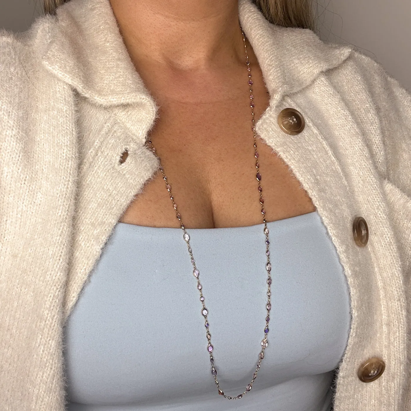 Multi Colour Sapphire Link Necklace | 20.00ctw | 32" |