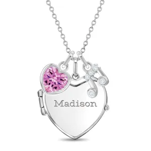 Musical Lover Kids / Children's / Girls Heart Pendant/Necklace With Charms - Sterling Silver