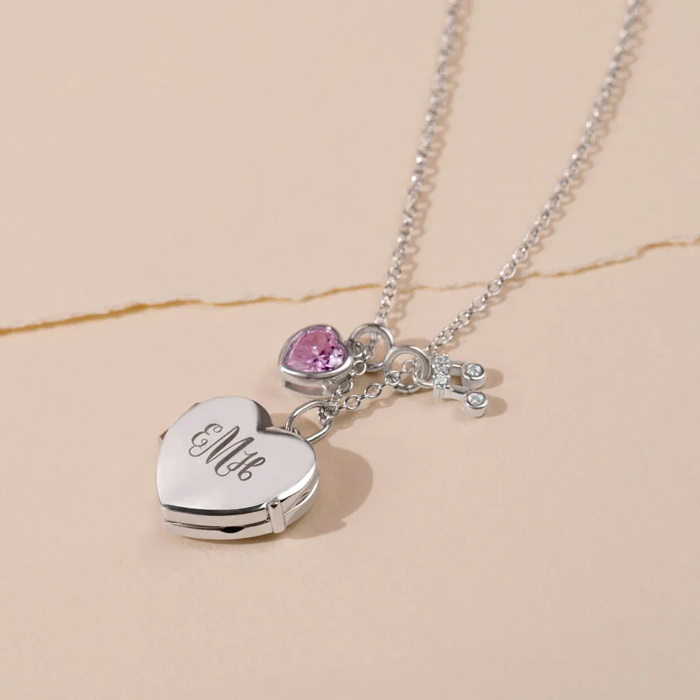 Musical Lover Kids / Children's / Girls Heart Pendant/Necklace With Charms - Sterling Silver