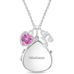 Musical Lover Kids / Children's / Girls Pear Pendant/Necklace With Charms - Sterling Silver