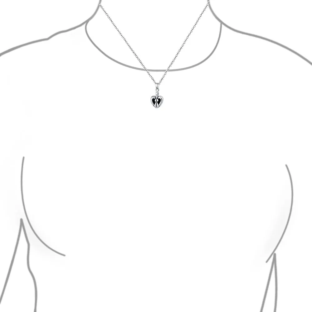 My Angel WORD Heart Angel Wing Locket Pendant Necklace Sterling Silver