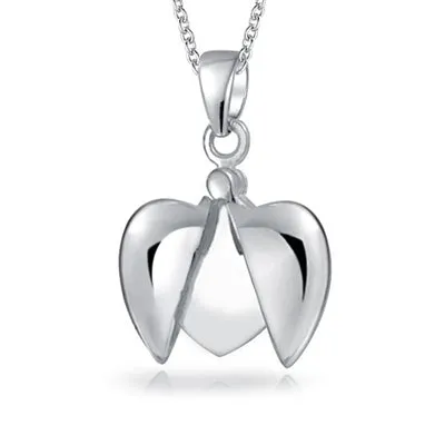 My Angel WORD Heart Angel Wing Locket Pendant Necklace Sterling Silver