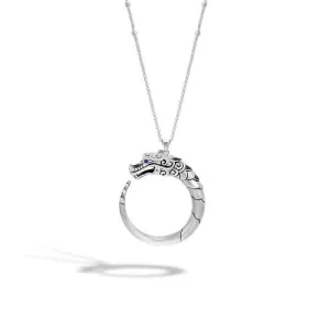 Naga Brushed Pendant Necklace, Black Sapphire, Black Spinel