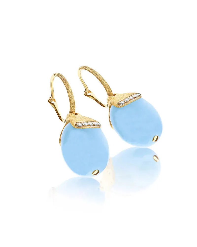 Nanis 18k Yellow Gold Aquamarine and Diamond Earrings