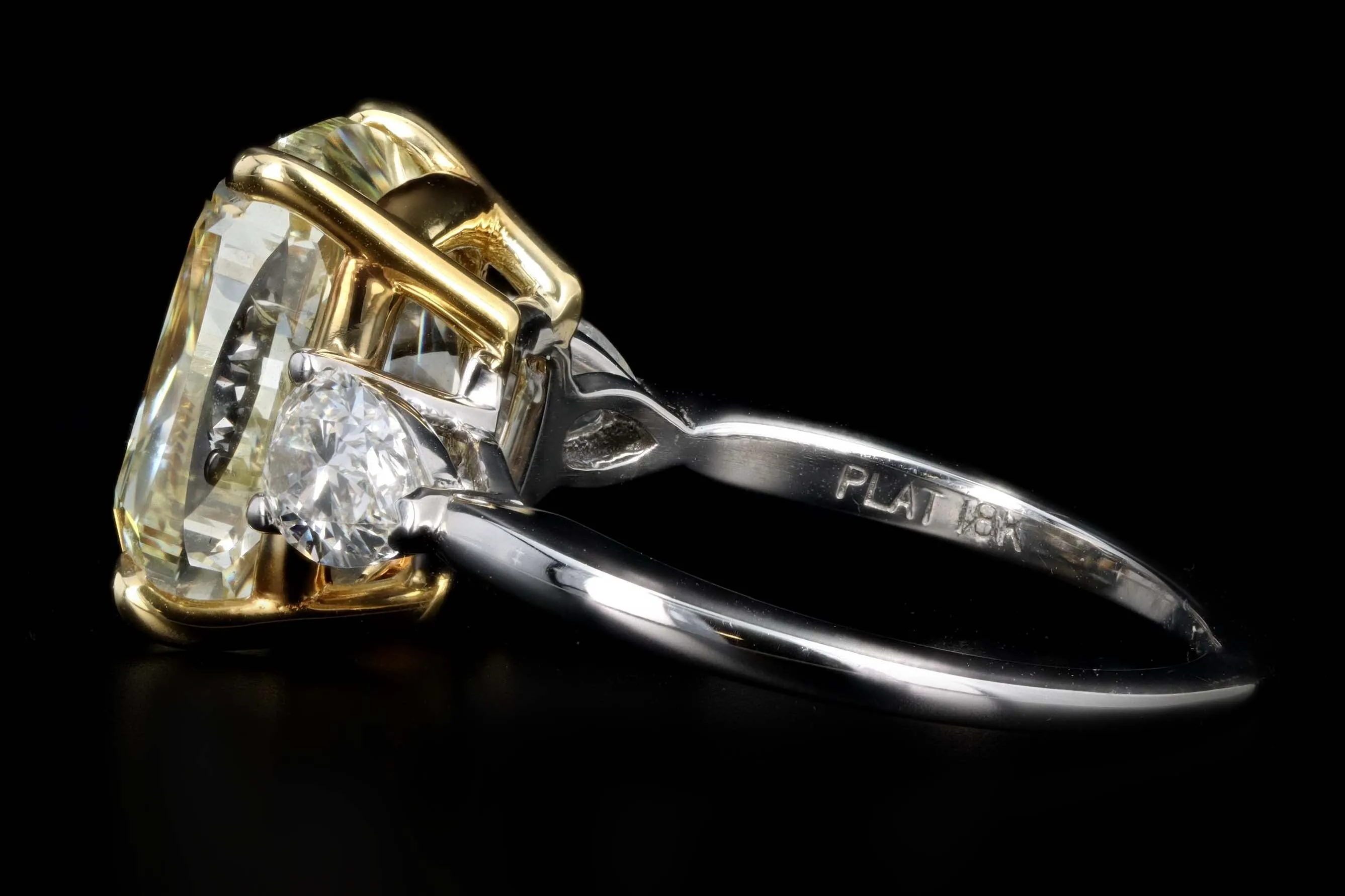 New Platinum 7.02 Carat Fancy Light Yellow Cushion Cut Diamond Engagement Ring GIA Certified