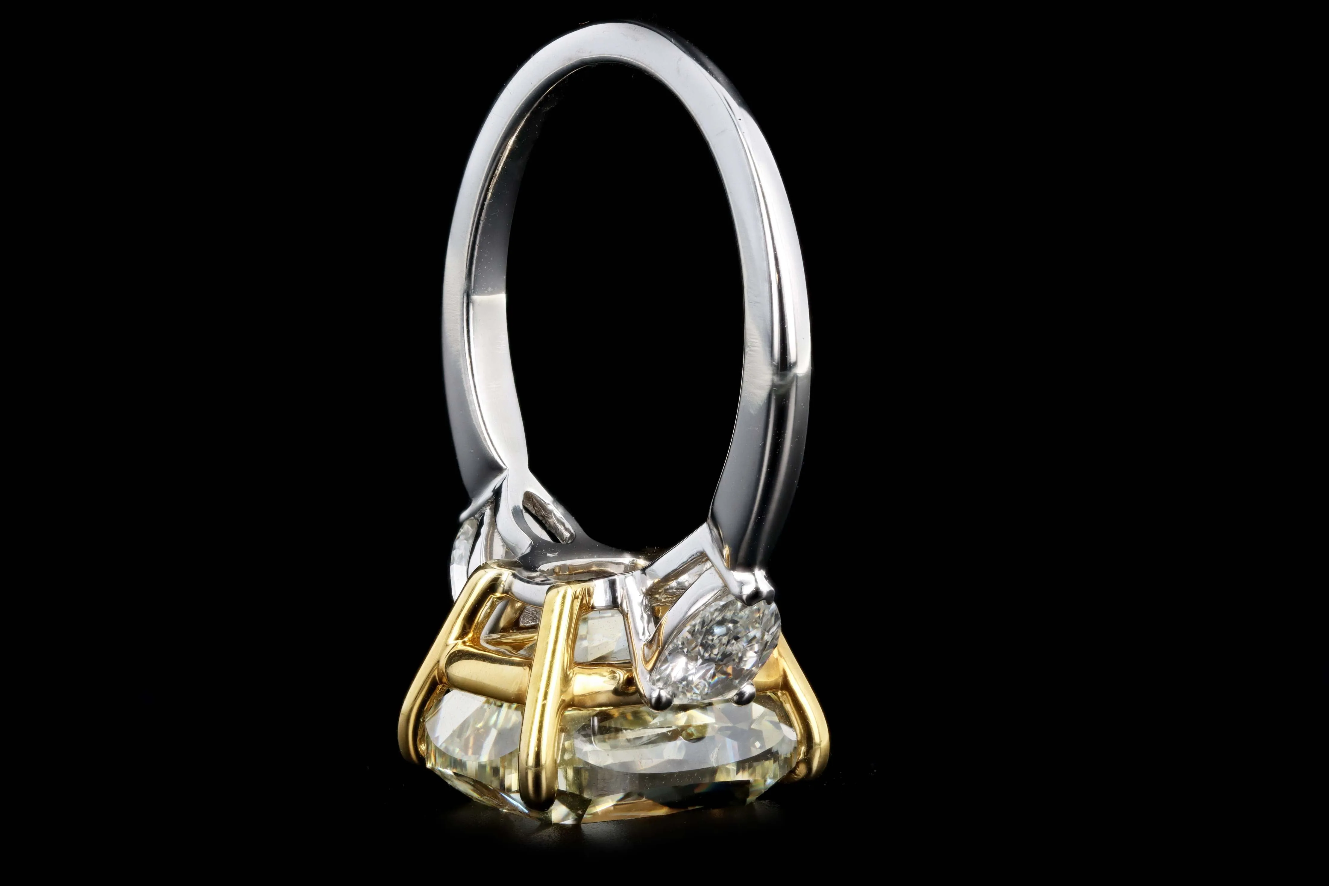 New Platinum 7.02 Carat Fancy Light Yellow Cushion Cut Diamond Engagement Ring GIA Certified