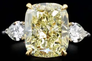 New Platinum 7.02 Carat Fancy Light Yellow Cushion Cut Diamond Engagement Ring GIA Certified