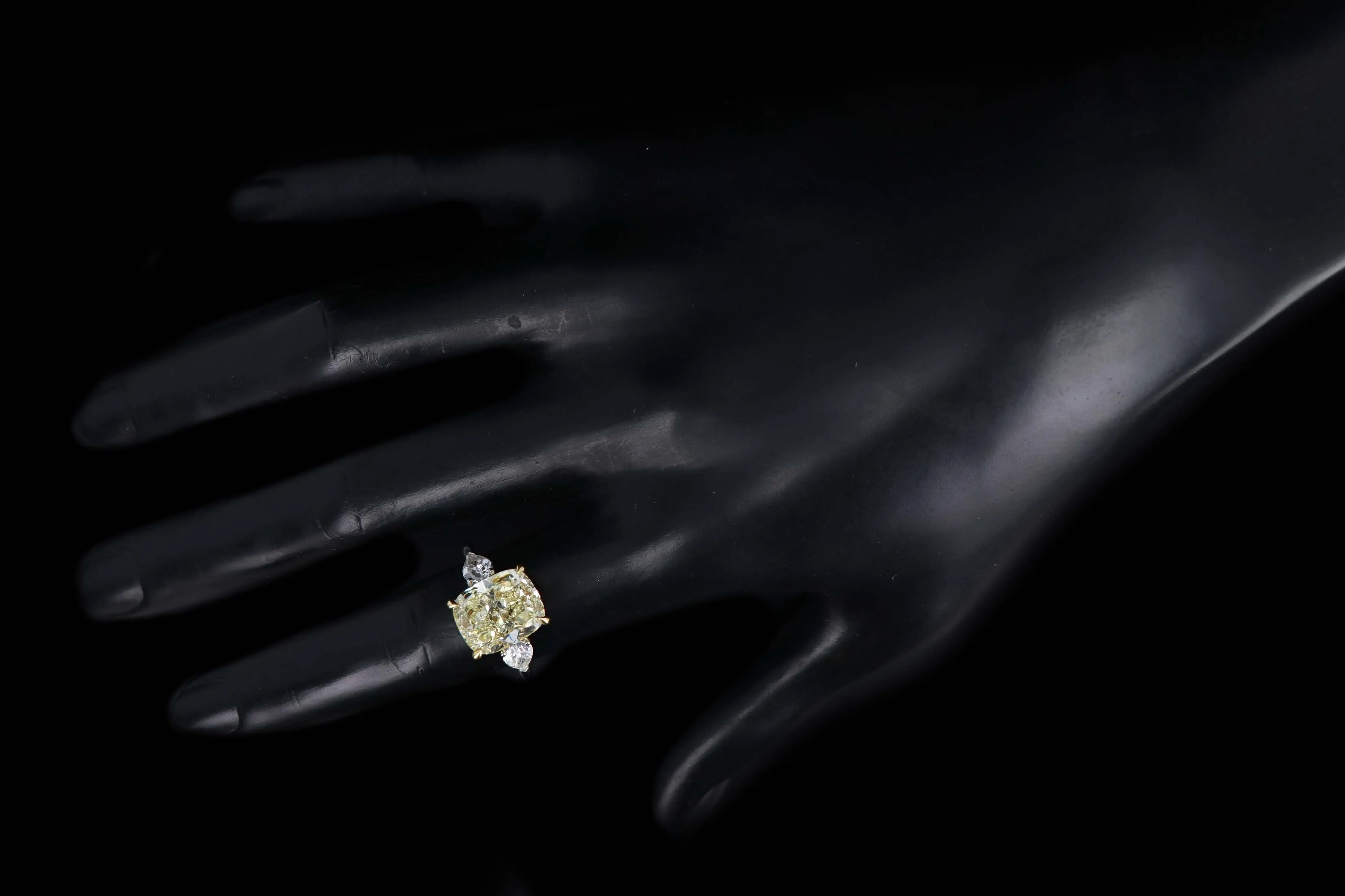 New Platinum 7.02 Carat Fancy Light Yellow Cushion Cut Diamond Engagement Ring GIA Certified