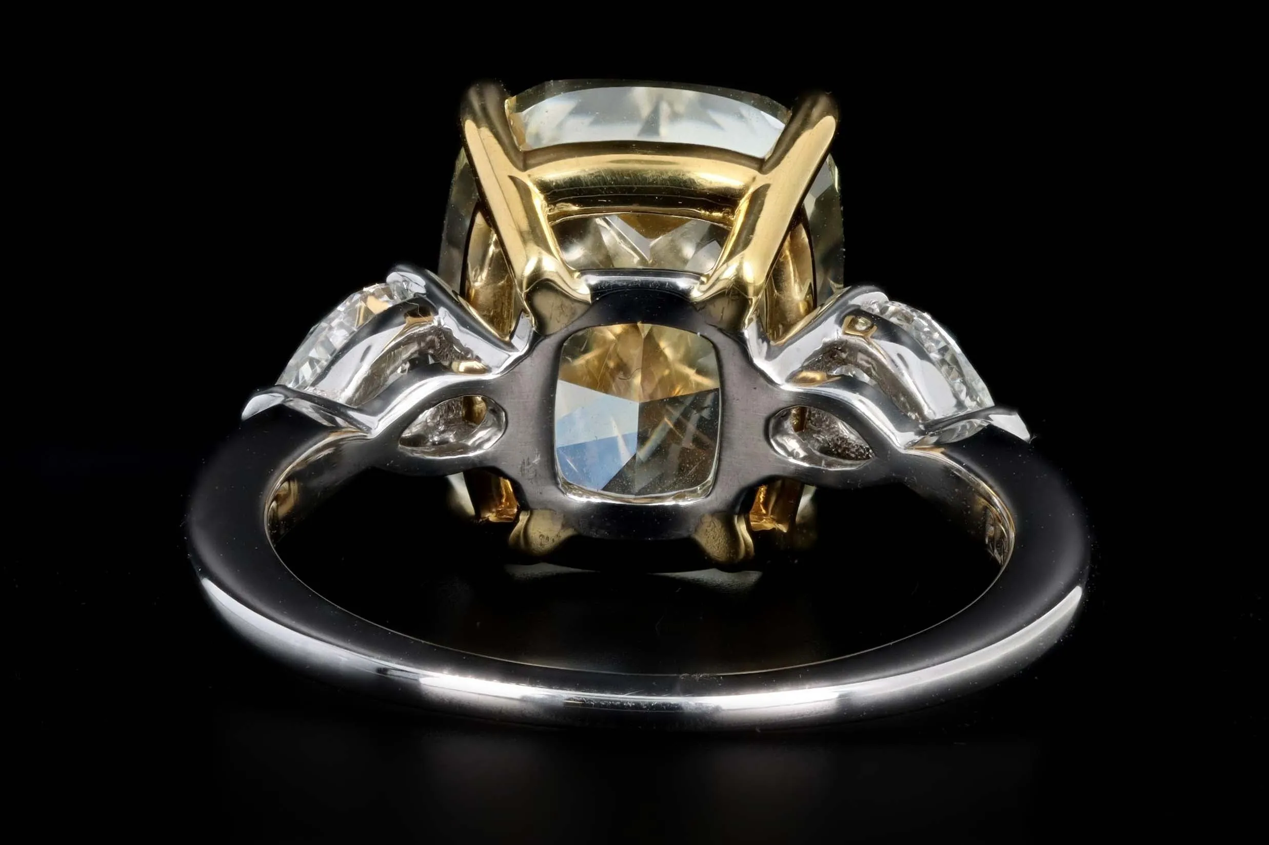 New Platinum 7.02 Carat Fancy Light Yellow Cushion Cut Diamond Engagement Ring GIA Certified