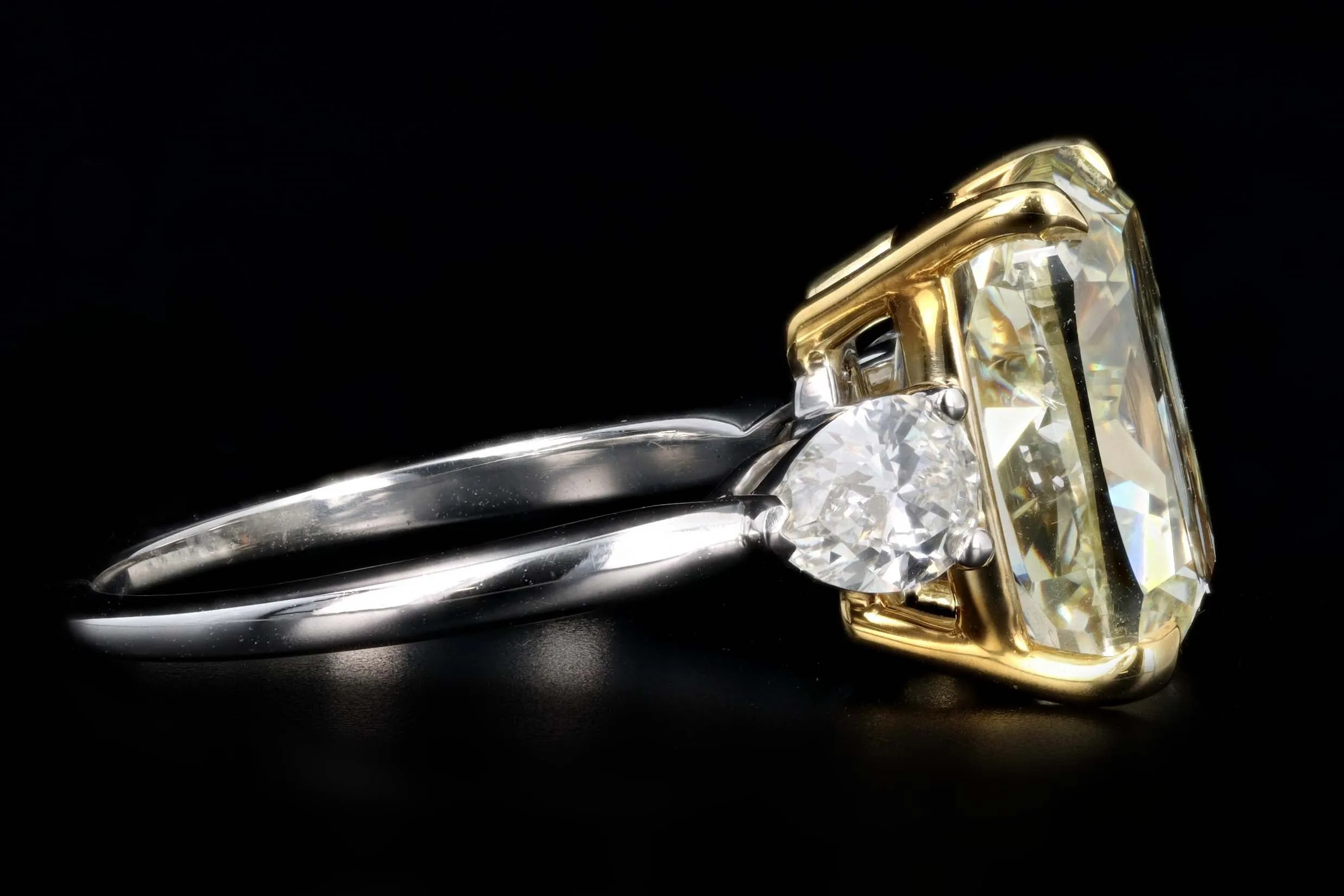 New Platinum 7.02 Carat Fancy Light Yellow Cushion Cut Diamond Engagement Ring GIA Certified