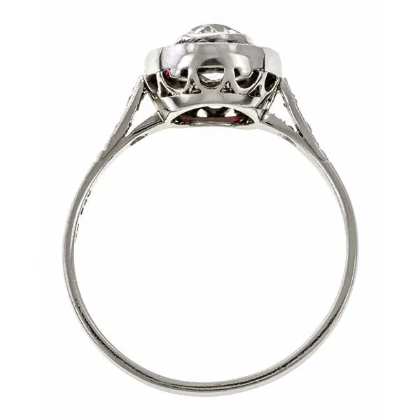 Old Mine Cut Diamond & Ruby Engagement Ring, 0.80ct.