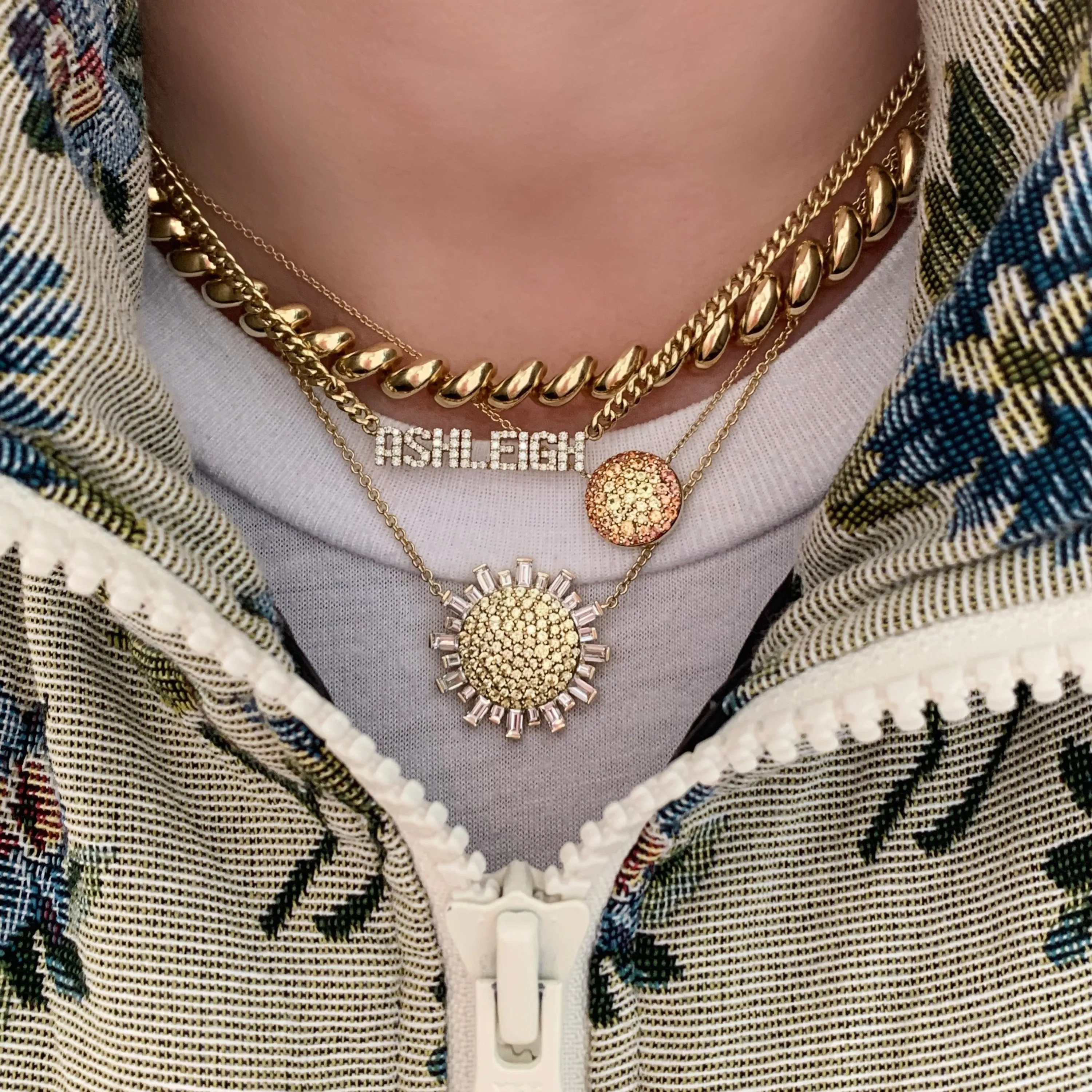 Ombré Sapphire Sunburst Necklace