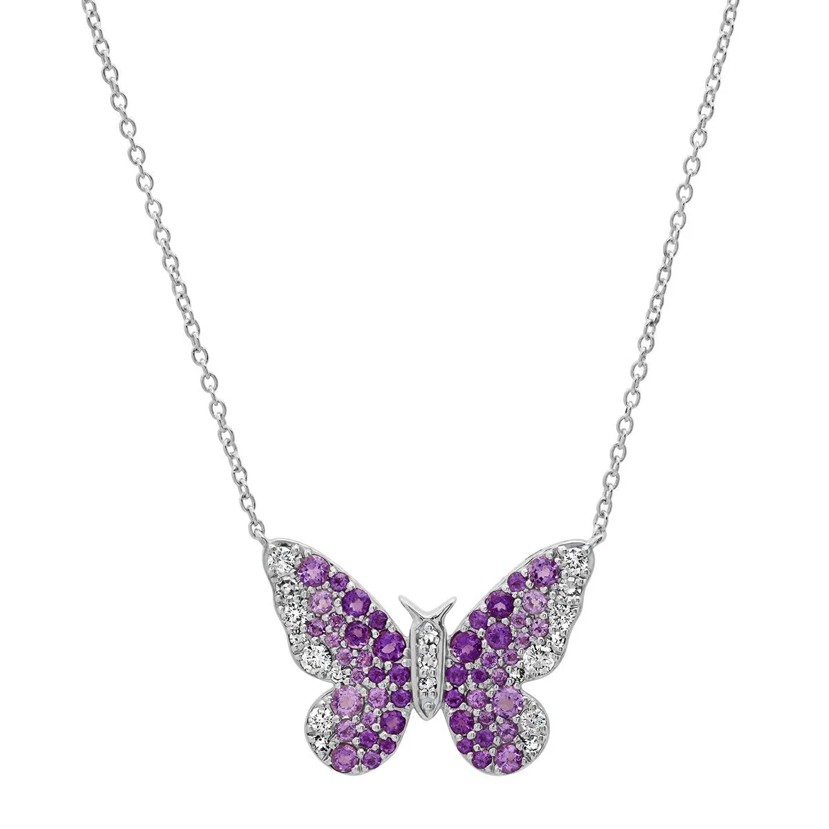 Ombre Semi Precious and Diamond Butterfly Necklace