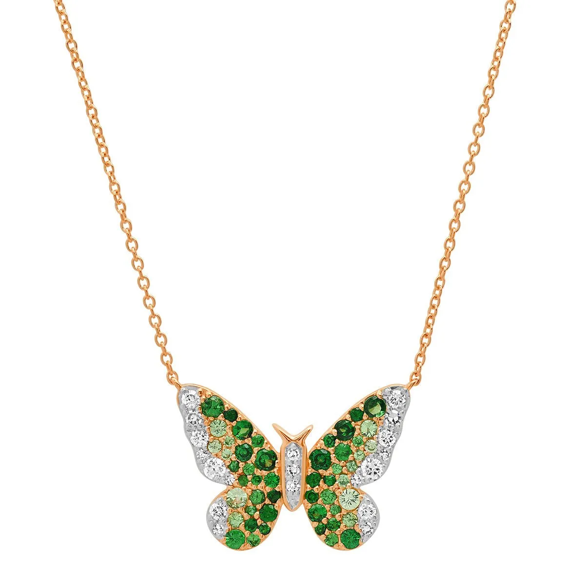 Ombre Semi Precious and Diamond Butterfly Necklace