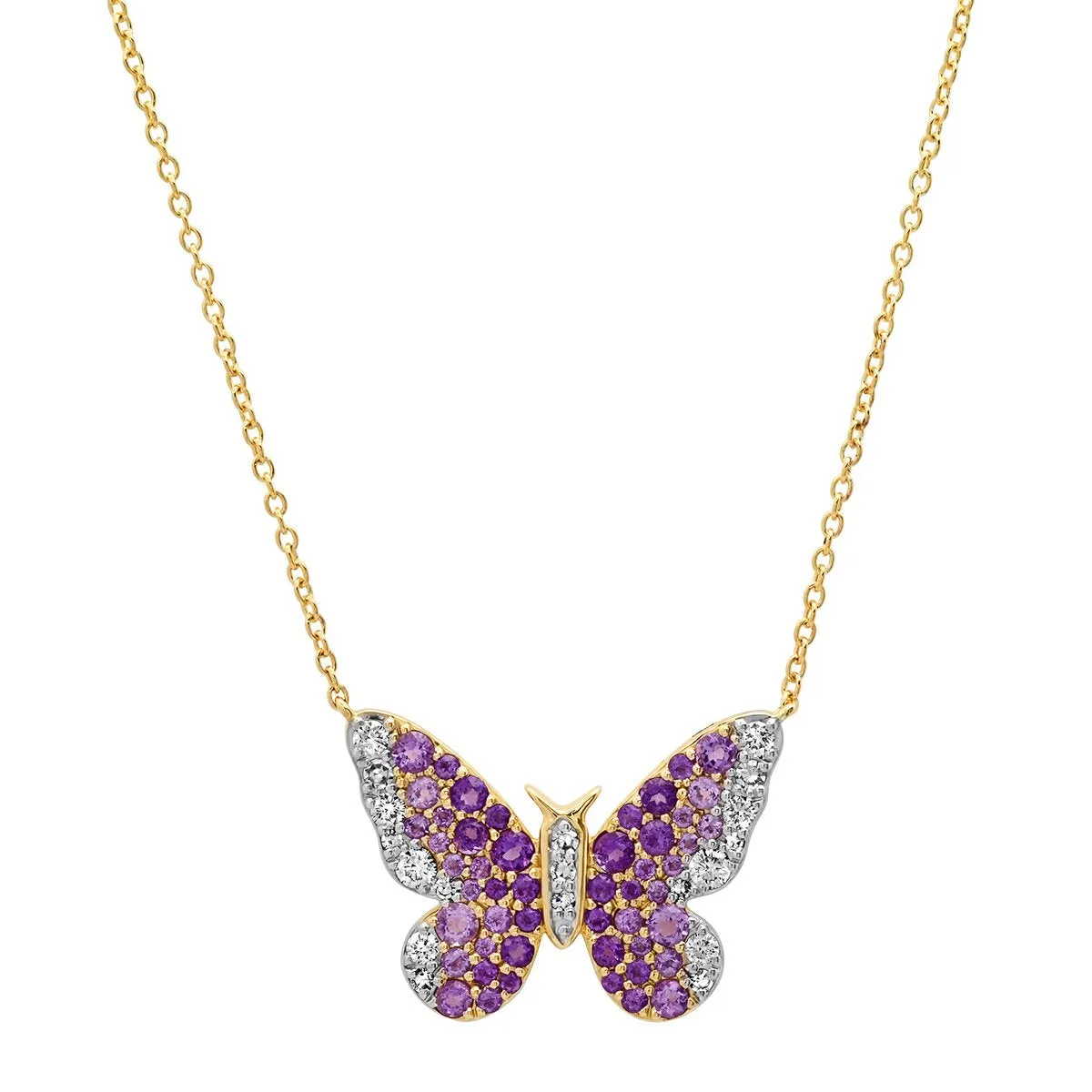 Ombre Semi Precious and Diamond Butterfly Necklace