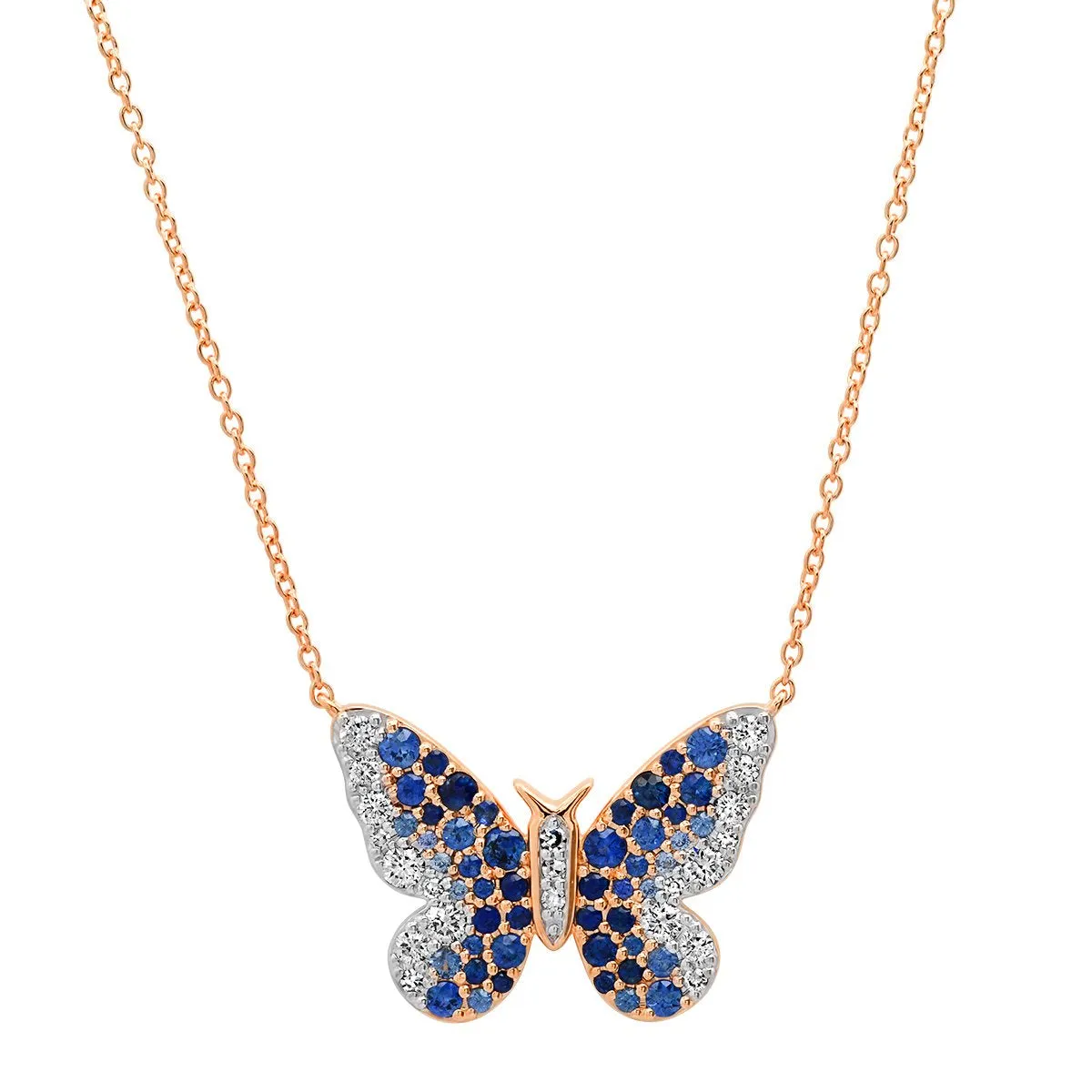 Ombre Semi Precious and Diamond Butterfly Necklace