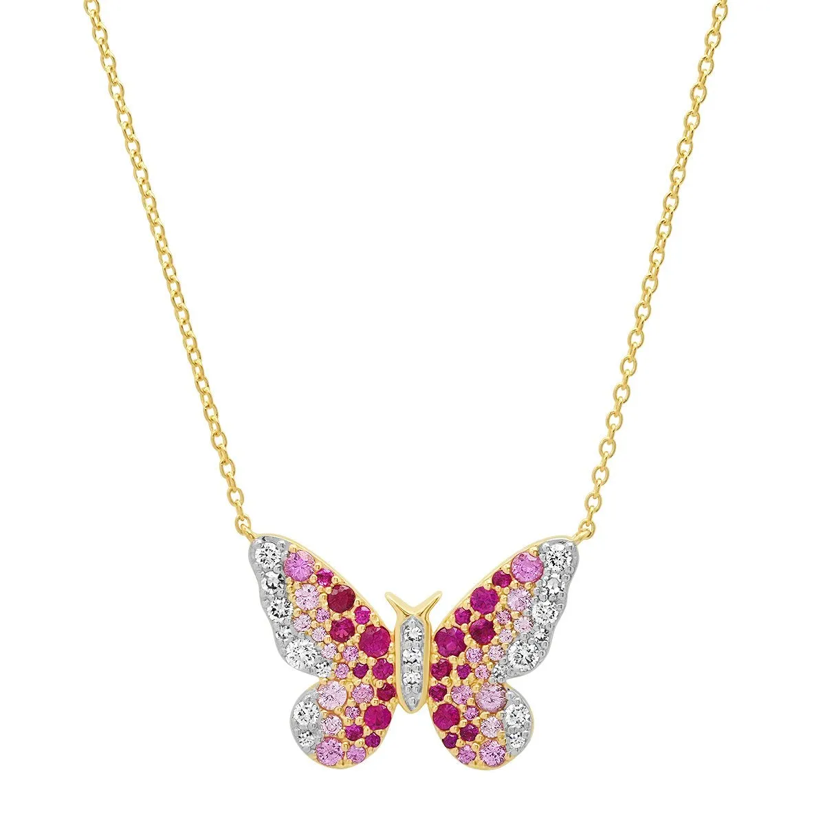 Ombre Semi Precious and Diamond Butterfly Necklace