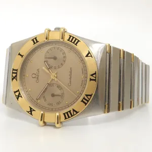 Omega Constellation Quartz Champagne Day/Date 18kt Yellow Gold & Steel 396.1069