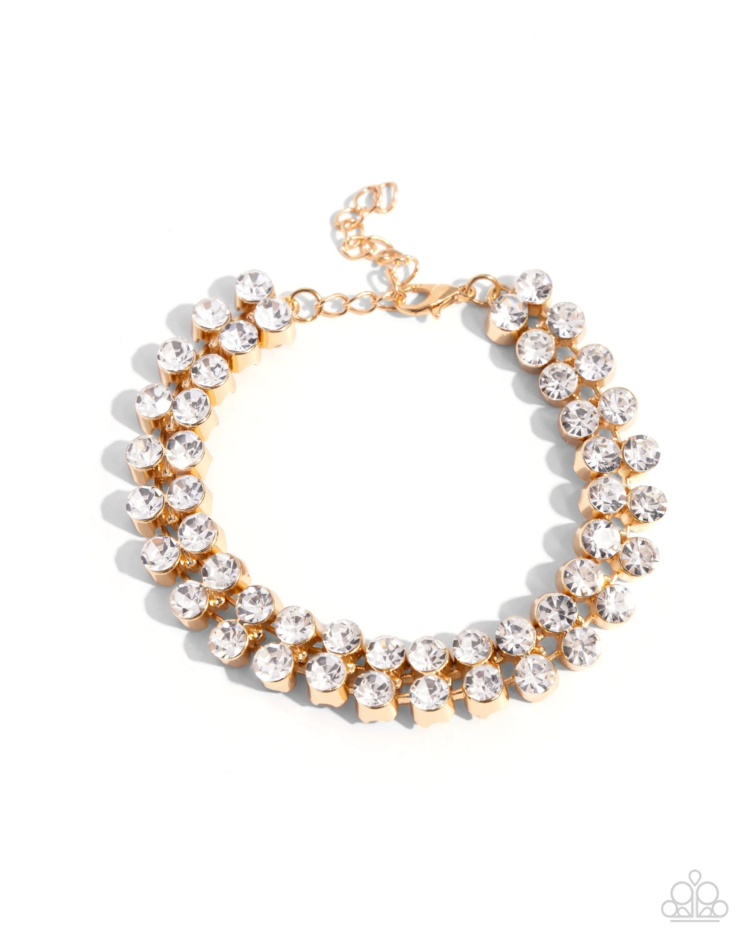Once Upon A TIARA - Gold - White Gem Paparazzi Lobster Claw Bracelet