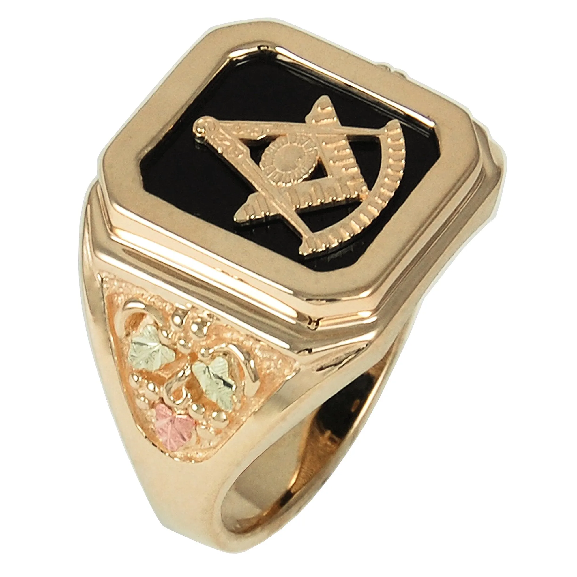 Onyx Masonic - Black Hills Gold Mens Ring