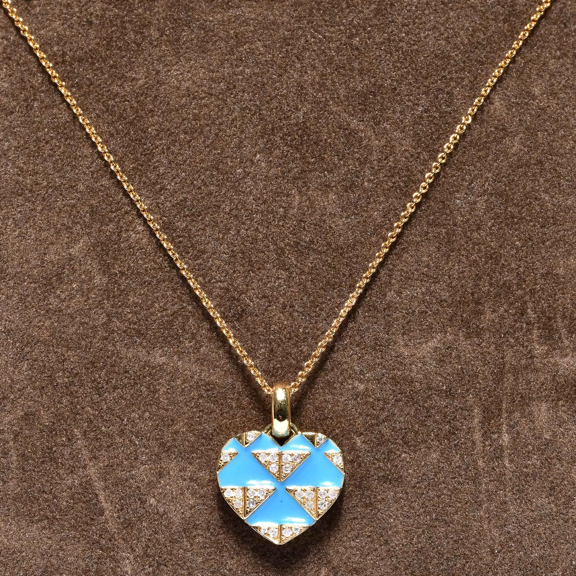 Ouzounian Jewelry Blue Topaz Heart Pendant Necklace