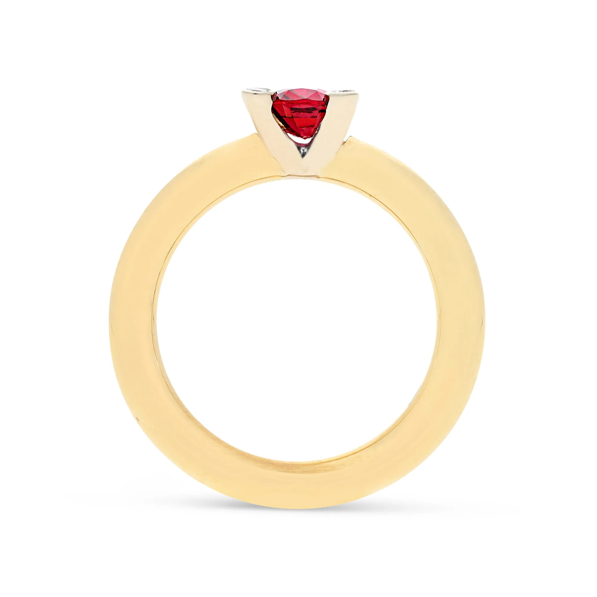 Oval Cut Natural Ruby Diamond Detail Four Prong Birthstone Ring