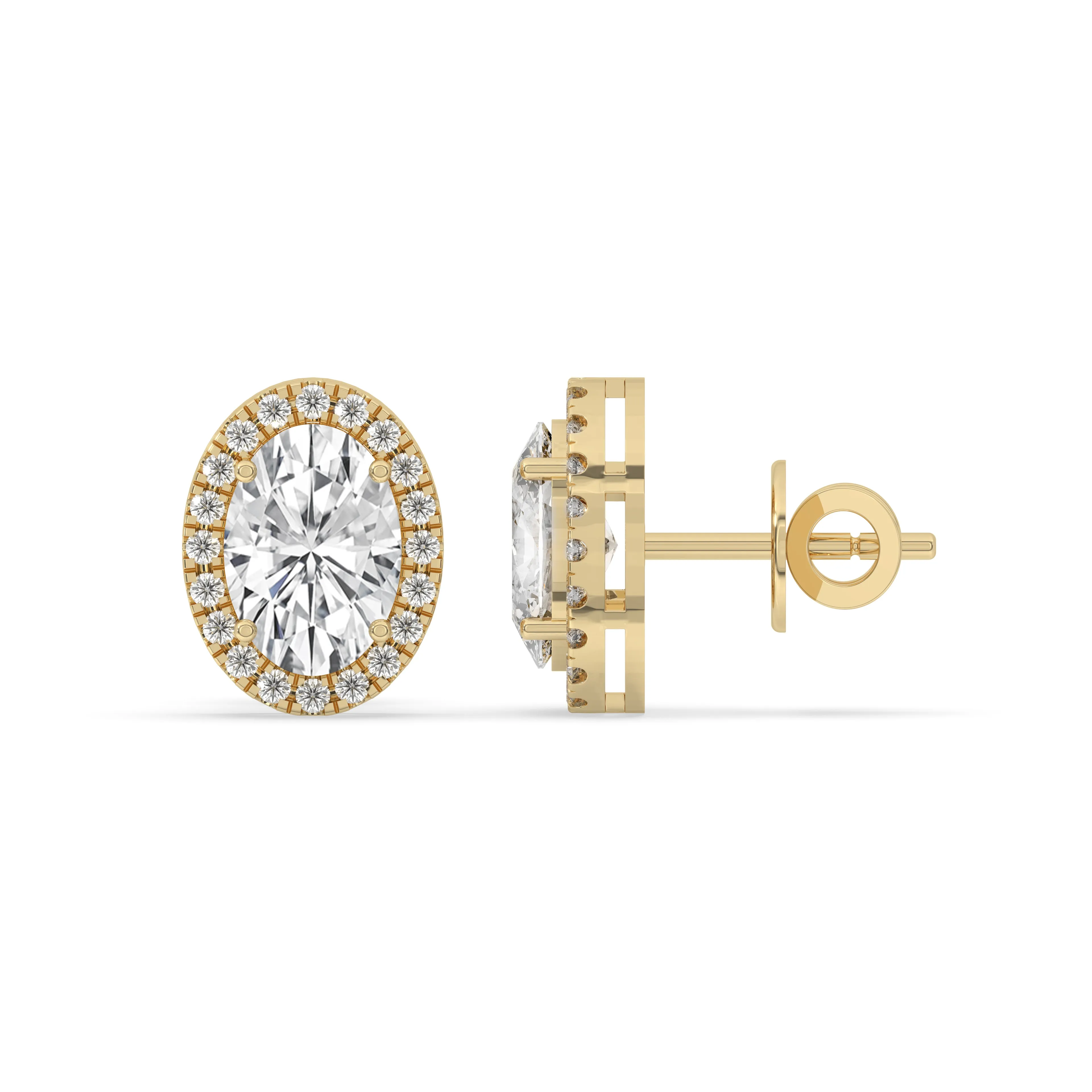 Oval Halo Stud Earrings