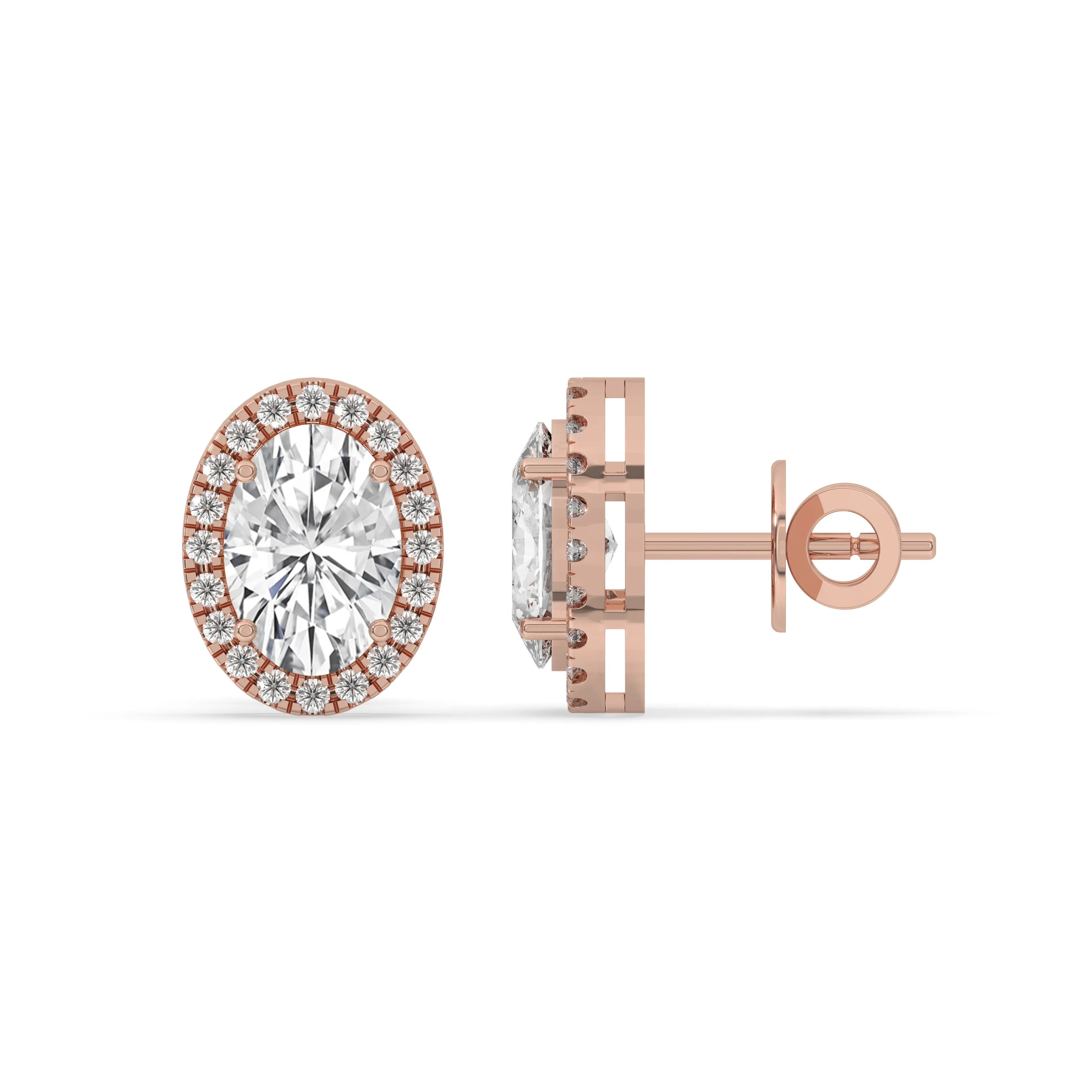 Oval Halo Stud Earrings