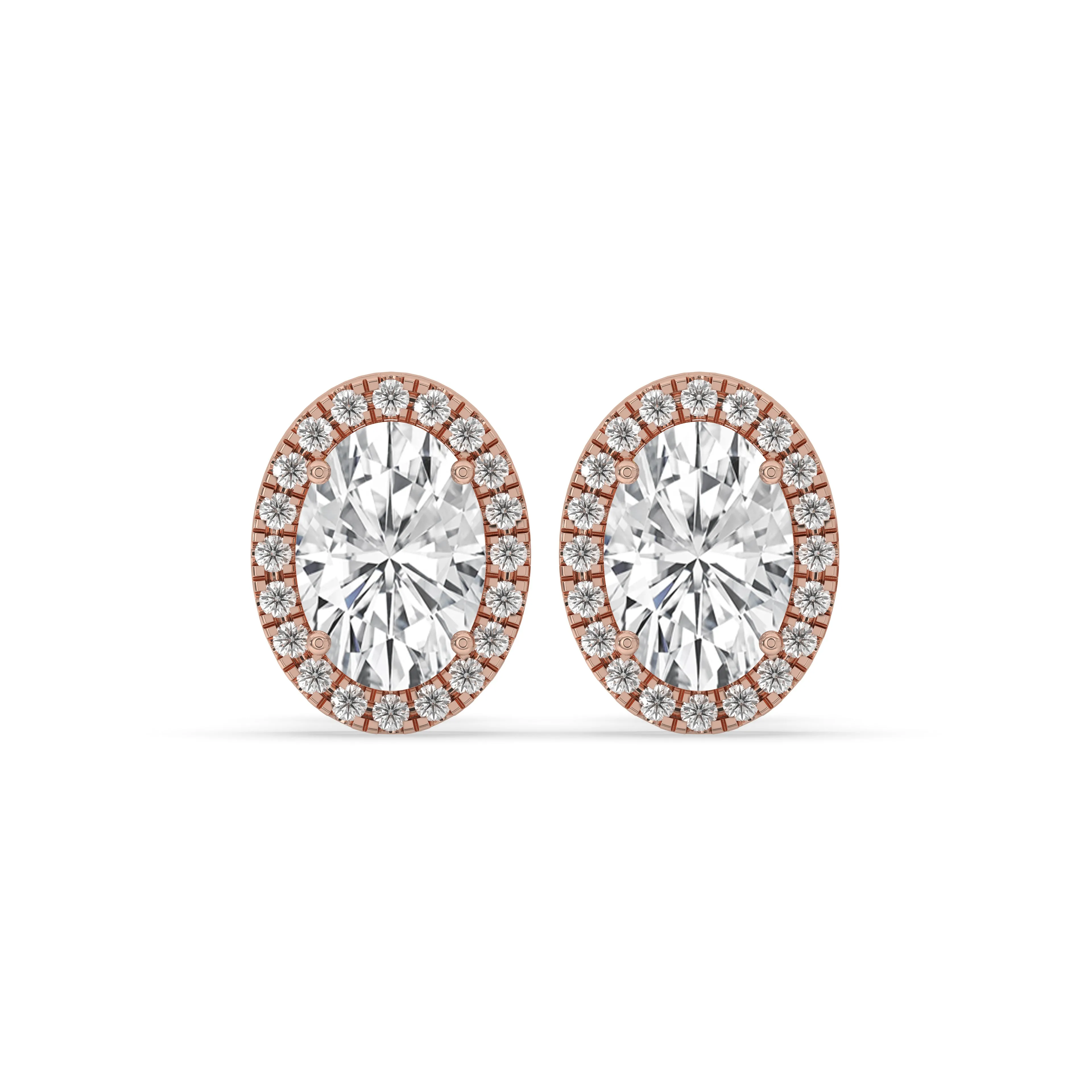 Oval Halo Stud Earrings