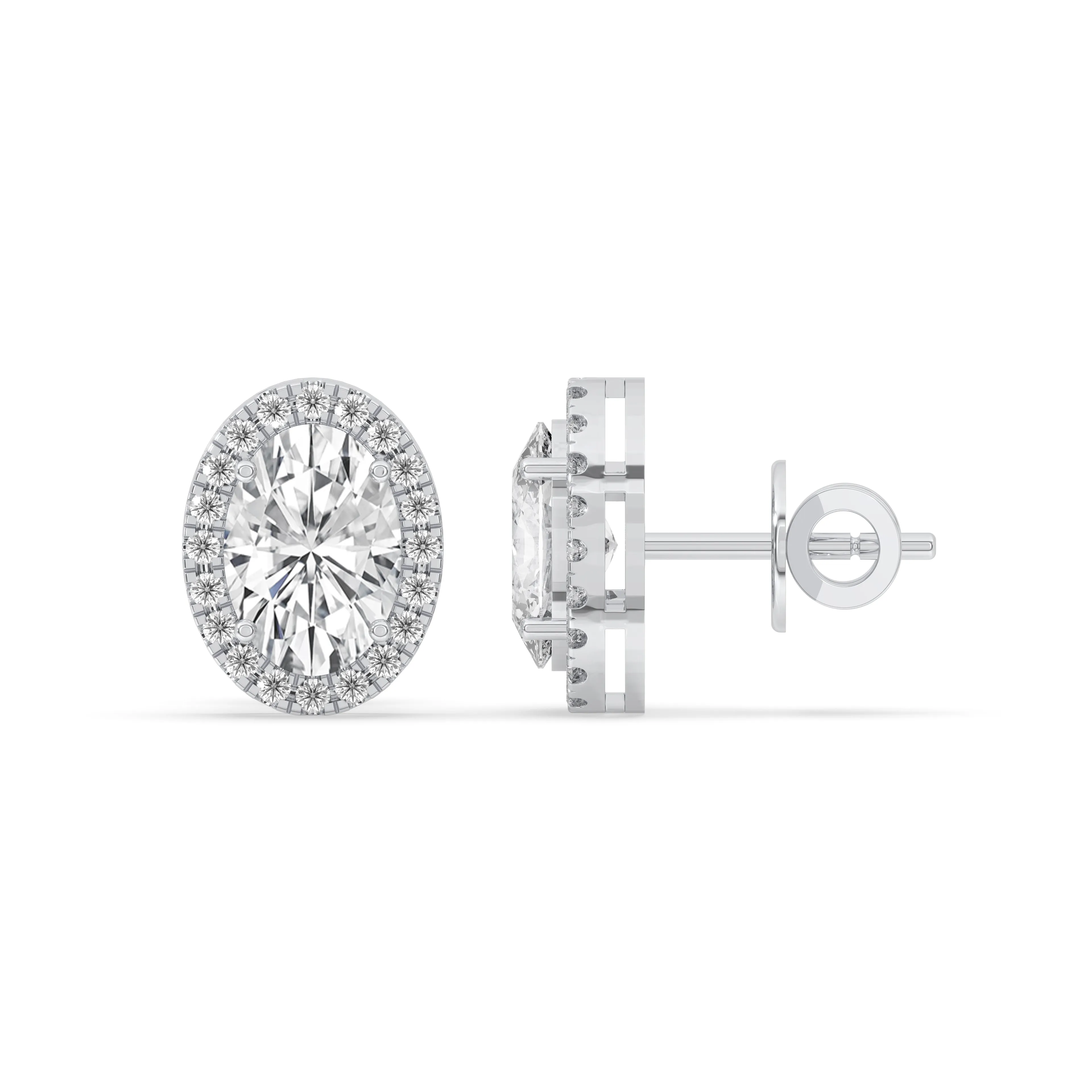 Oval Halo Stud Earrings