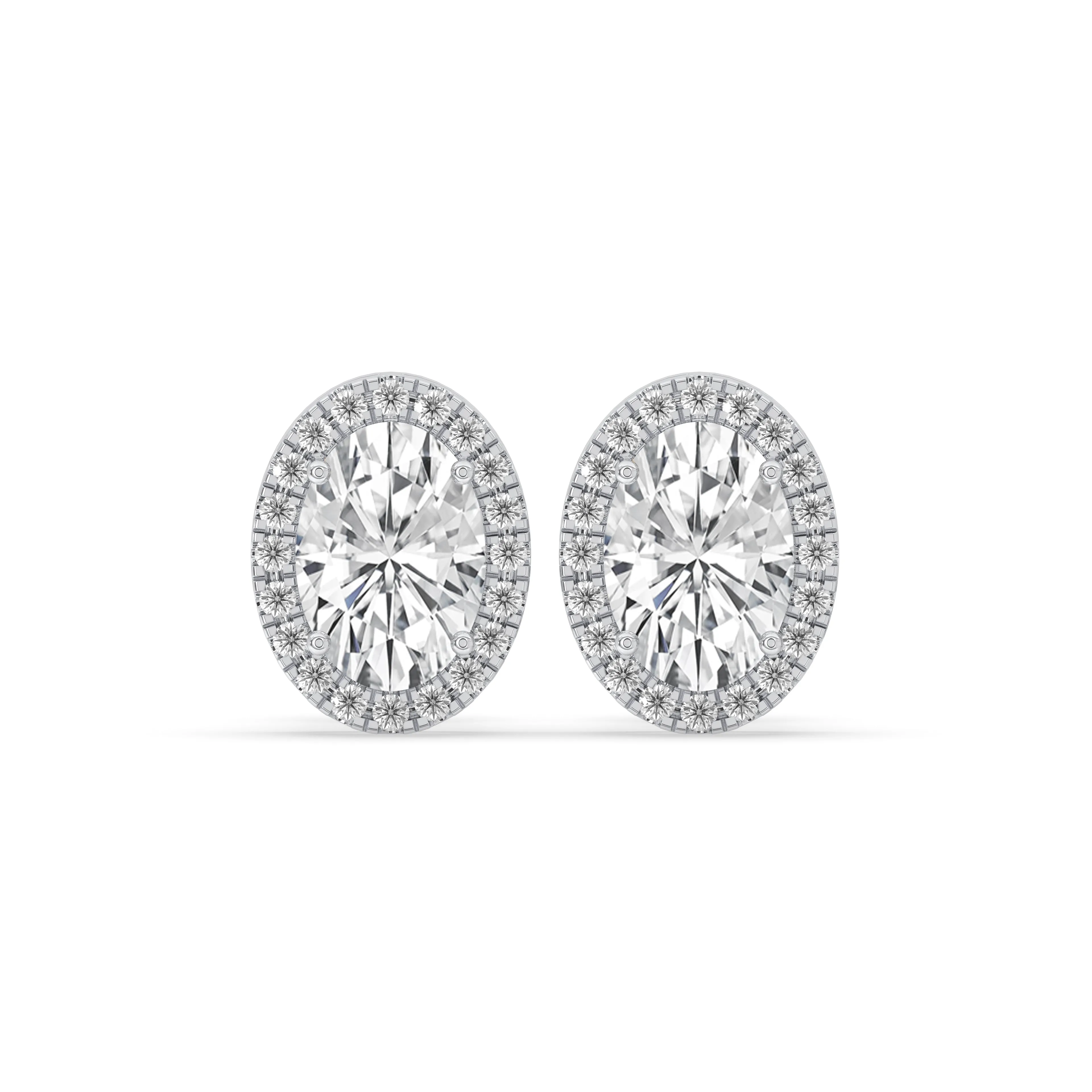 Oval Halo Stud Earrings